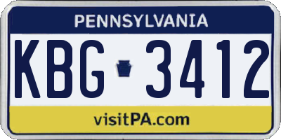 PA license plate KBG3412