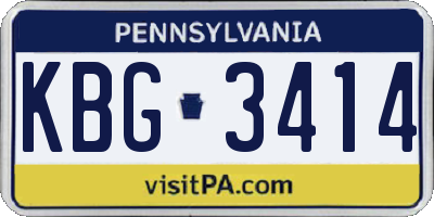 PA license plate KBG3414