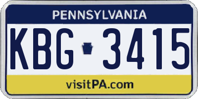 PA license plate KBG3415