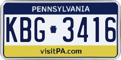PA license plate KBG3416