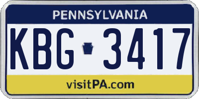 PA license plate KBG3417