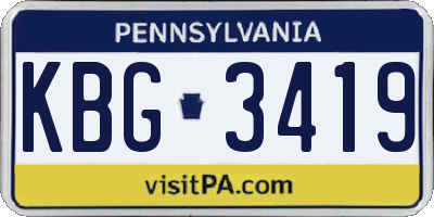 PA license plate KBG3419