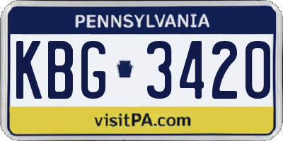 PA license plate KBG3420