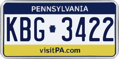 PA license plate KBG3422