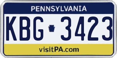 PA license plate KBG3423