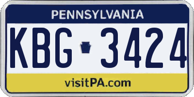 PA license plate KBG3424