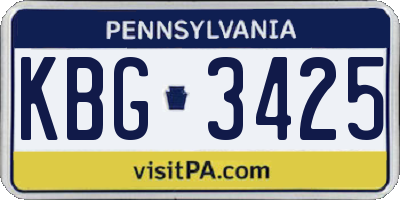 PA license plate KBG3425
