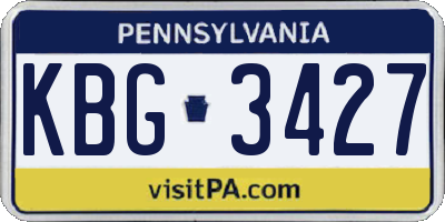 PA license plate KBG3427