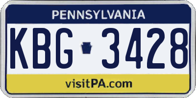 PA license plate KBG3428