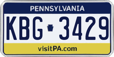 PA license plate KBG3429