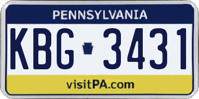 PA license plate KBG3431