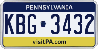 PA license plate KBG3432