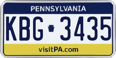 PA license plate KBG3435