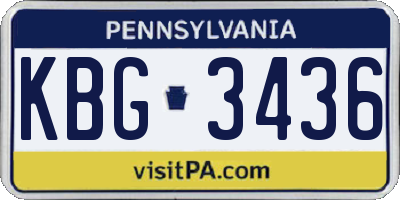 PA license plate KBG3436