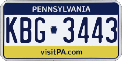 PA license plate KBG3443