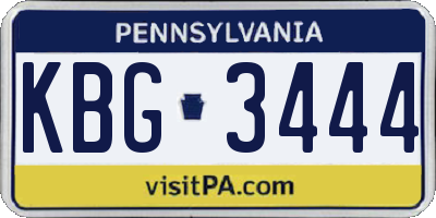PA license plate KBG3444