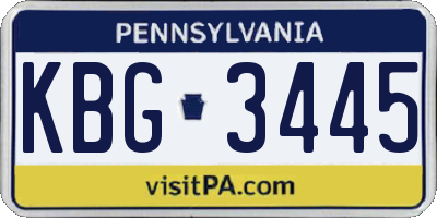 PA license plate KBG3445