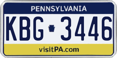 PA license plate KBG3446