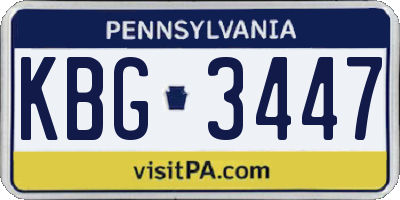 PA license plate KBG3447