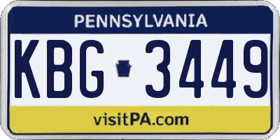 PA license plate KBG3449