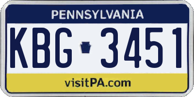 PA license plate KBG3451