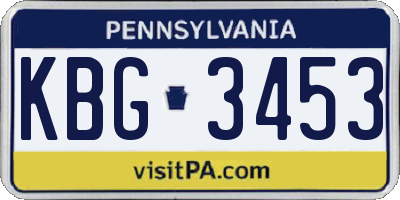 PA license plate KBG3453