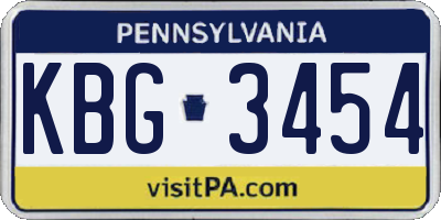 PA license plate KBG3454