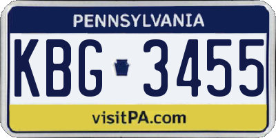 PA license plate KBG3455