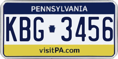 PA license plate KBG3456