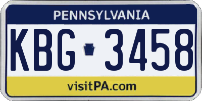 PA license plate KBG3458