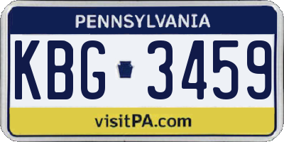 PA license plate KBG3459