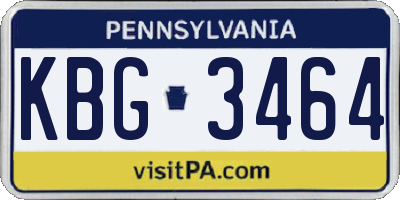 PA license plate KBG3464