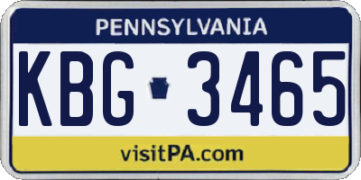 PA license plate KBG3465