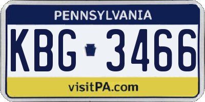 PA license plate KBG3466