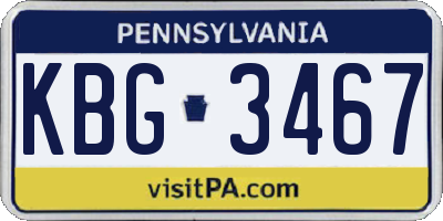 PA license plate KBG3467