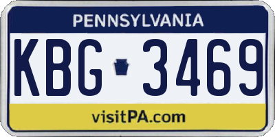 PA license plate KBG3469