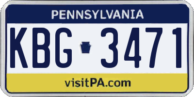 PA license plate KBG3471