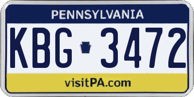 PA license plate KBG3472