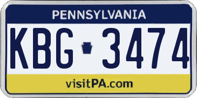 PA license plate KBG3474
