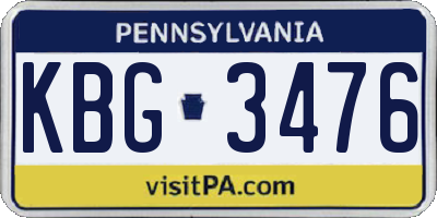 PA license plate KBG3476
