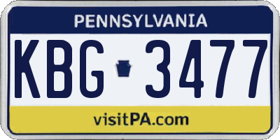 PA license plate KBG3477