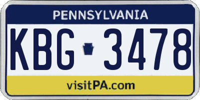 PA license plate KBG3478