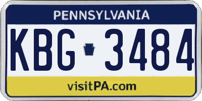 PA license plate KBG3484