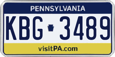 PA license plate KBG3489