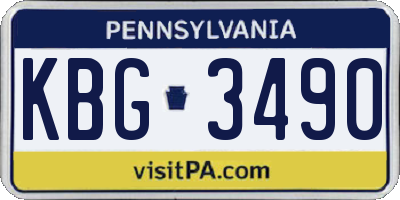 PA license plate KBG3490