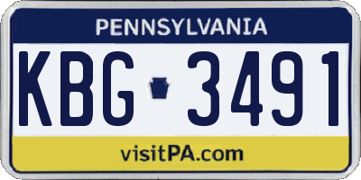 PA license plate KBG3491