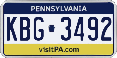 PA license plate KBG3492