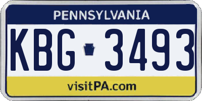 PA license plate KBG3493