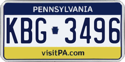 PA license plate KBG3496