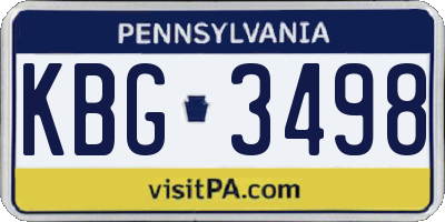 PA license plate KBG3498